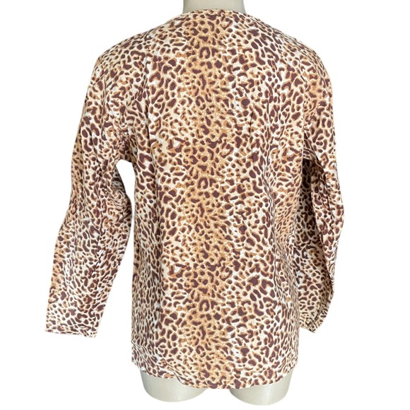 DELICATES Pajamas Animal Print Button Down Top Drawstring Pants Cotton Size XS - Picture 5 of 14